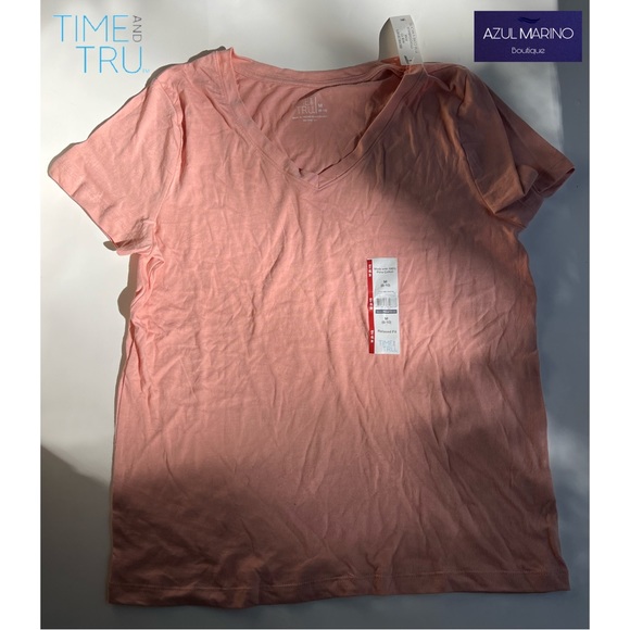 Time and Tru —Cotton V-Neck T-shirt in Dusty Rose • Camisa rosada para mujer • - Picture 5 of 6